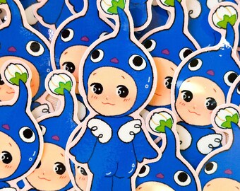 Blue Pikmin - Waterproof Sticker - Illustrations by Alex Martinez Art