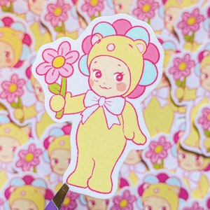 Pink Daisy Sonny Angel - Waterproof Sticker ~ Illustrations by Alex Martinez Art