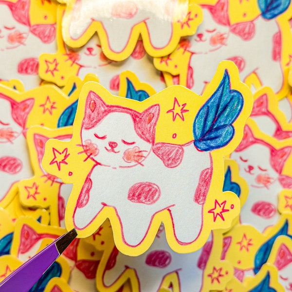 Cat Plant - Waterproof Sticker ~ Illustrations by Alex Martinez Art