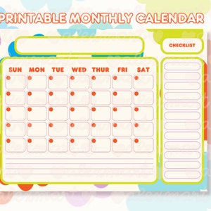 PRINTABLE 8.5 X 11" 'colorful Cloud' V2 Monthly Calendar ~ Digital ...