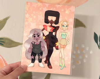 Steven Universe Fan Art Print: Crystal Gems Kawaii Illustration