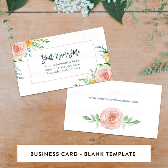 Floral Business Card Template Front And Back Etsy