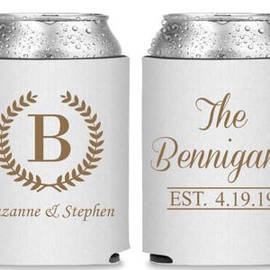 Wedding Can Coolers (O5) Wreath Design - Personalized Can Coolers, Custom Can Coolers, Wedding Favors