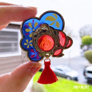 Yoimiya Vision | Hard Enamel Pin, Lapel Pin, Stained Glass, Resin, Screen-printing