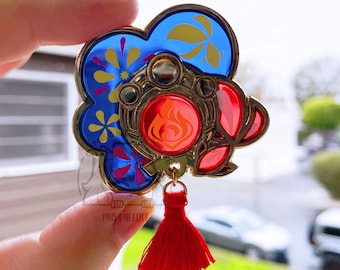 Yoimiya Vision | Hard Enamel Pin, Lapel Pin, Stained Glass, Resin, Screen-printing