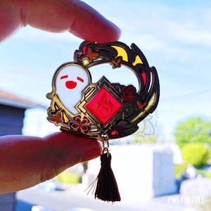 Hu Tao Vision | Hard Enamel Pin, Lapel Pin, Stained Glass, Resin, Screen-printing