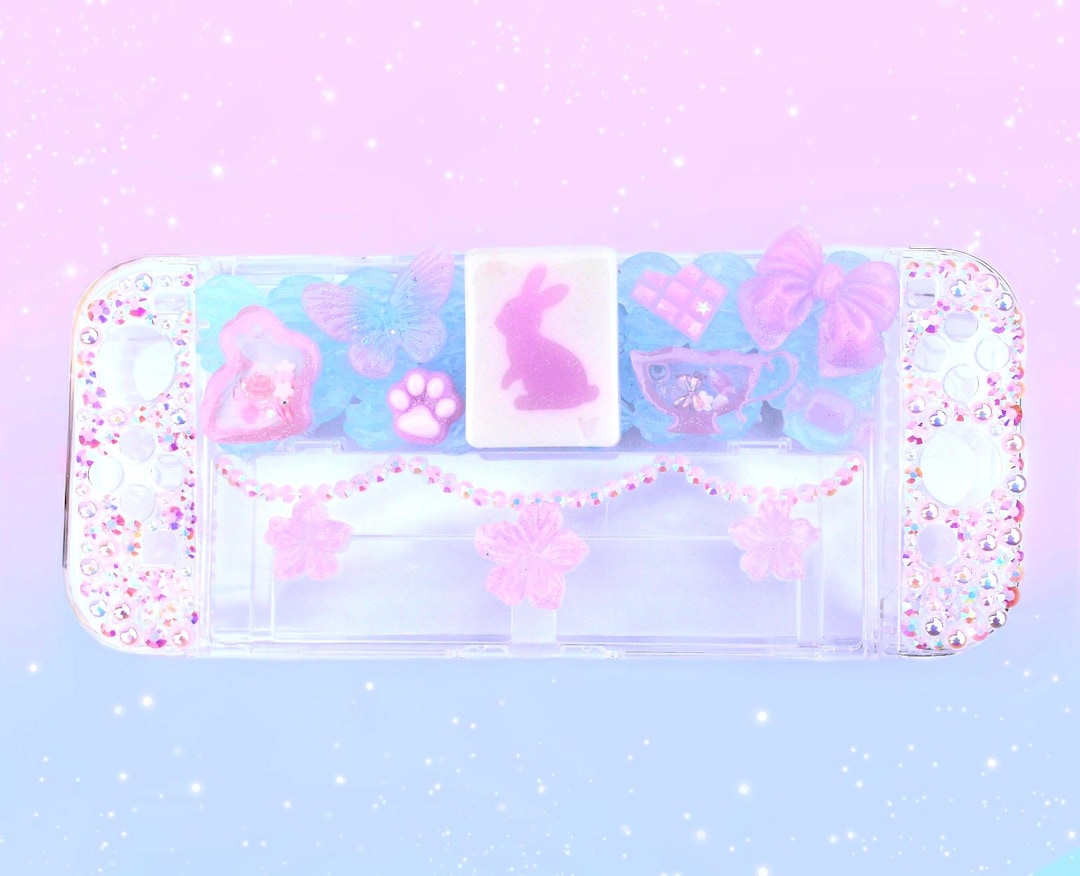 Pastel Decoden Bunny Switch OLED Case – Cute & Kawaii Gaming Protection ...