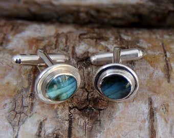 Labradorite Cufflinks Handmade in Silver