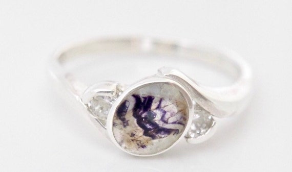 Blue John Ring and Cubic Zirconia Stones Handmade Sterling Silver