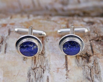 Lapis Lazuli Cufflinks Handmade in Silver