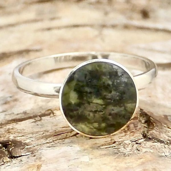 Connemara Marble Ring - Sterling Silver- Round Shape