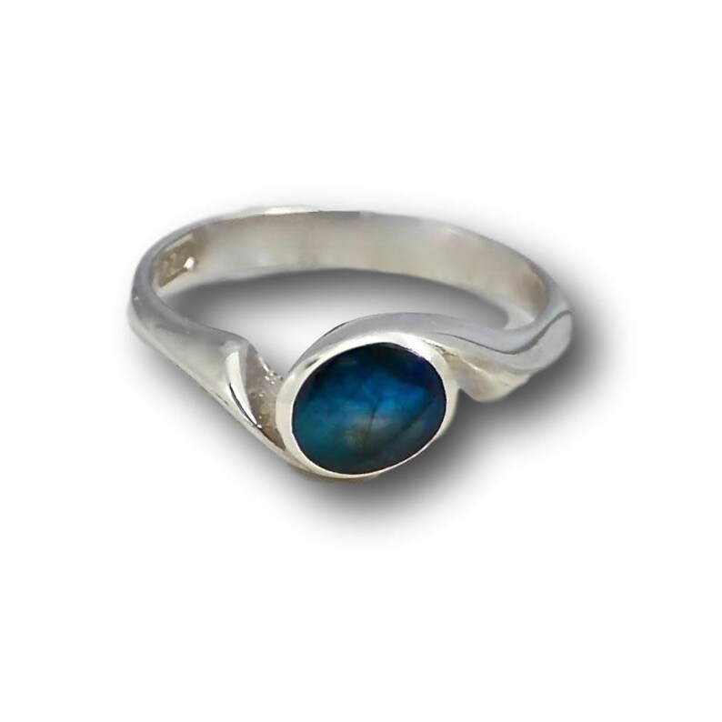 Labradorite Ring Sterling Silver Swirl Design Handmade