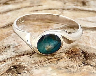 Labradorite Ring Sterling Silver - Handmade- Swirl Design