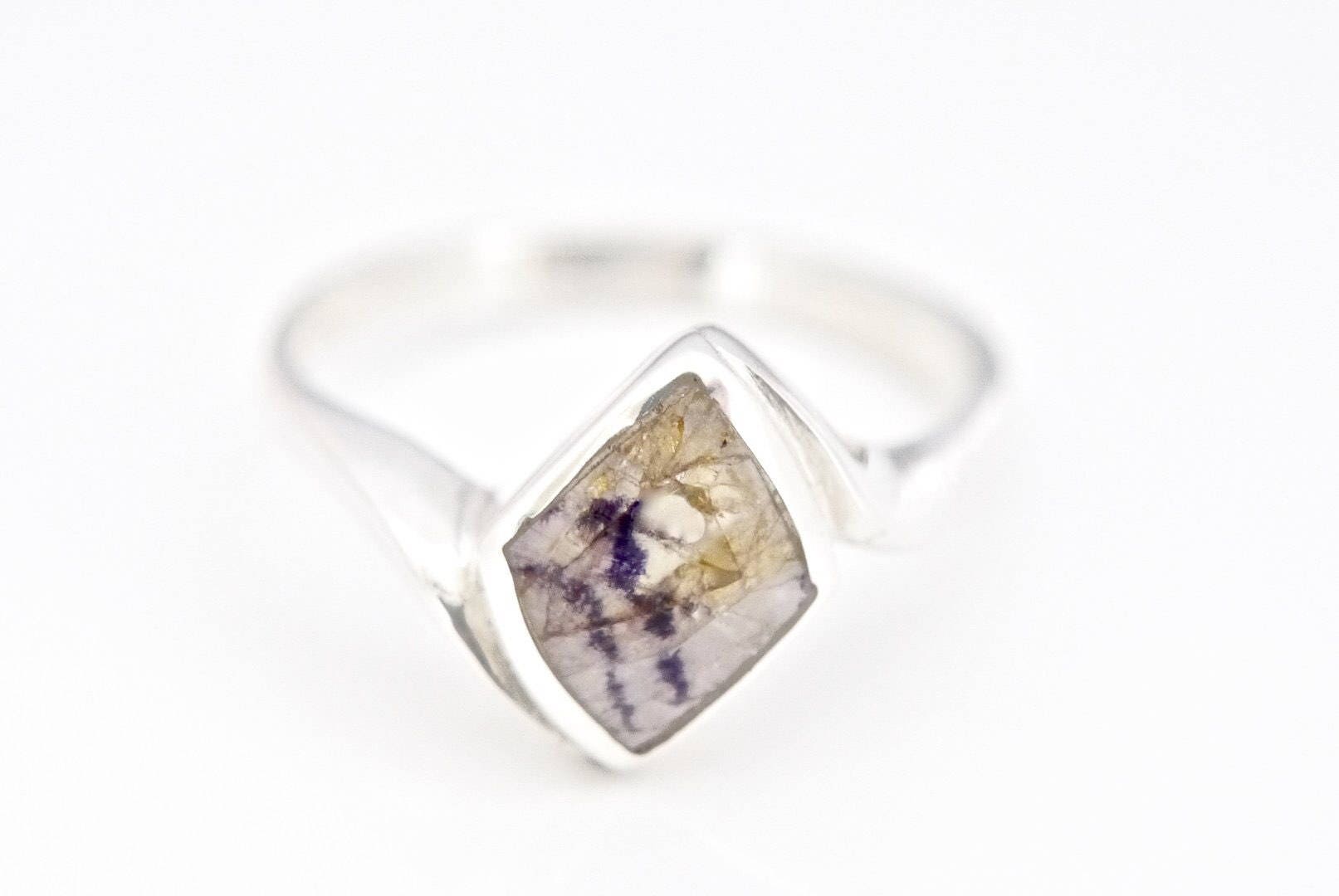 ダービーシャーのブルージョン/ Vintage Blue John Silver Ring