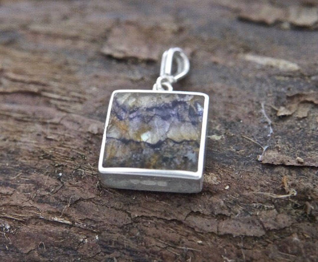 Blue John Pendant Square Sterling Silver Silver Pendant - Etsy