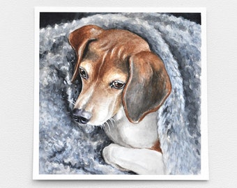 Original Cozy Dog | Mini Original Painting | Watercolor Painting | Dog Lover Gift | Dog Wall Art |