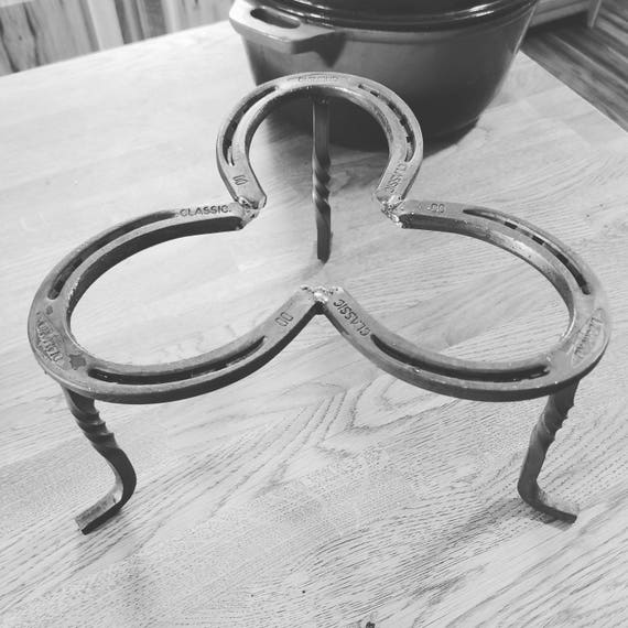 Horseshoe Trivet With Steel Legs Campfire Or Fire Pit Etsy