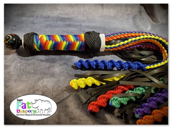 Rainbow Pride people beater- Custom made, adult, spanking, BDSM, paracord, rubber, unique adult toys, vegan