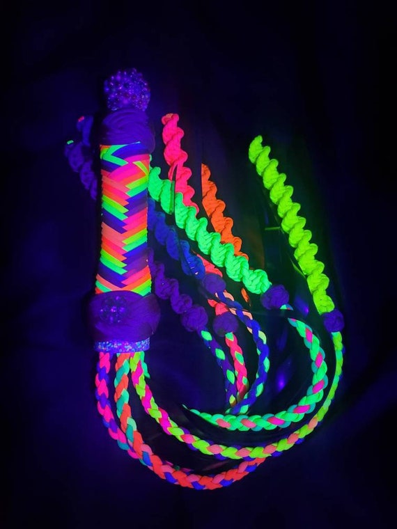 sex doll torrent UV Reactive Paracord Flogger, Lisa Frank Inspired Kink Toy