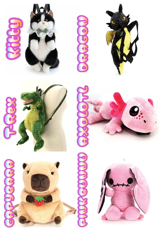 Plush Stuffie Backpack – Vegan Kawaii Animal Bag Designs