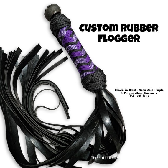 RUBBER flogger - custom, spanking, adult, BDSM, paracord, unique flogger