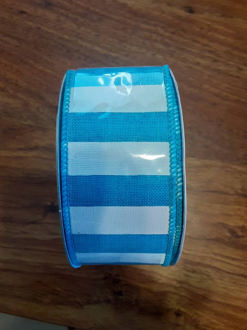 1.5 Inch Horizontal Stripe Max 54% OFF Wired Turquoise Ribbon. Strip White Max 73% OFF
