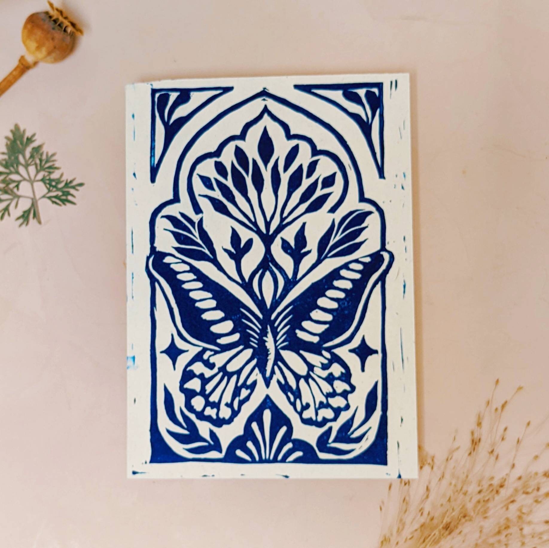 Original Butterfly Lino Print A5 size