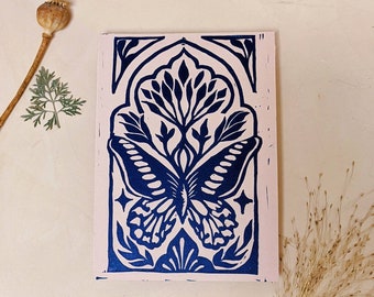 Original Butterfly Lino Print A5 size