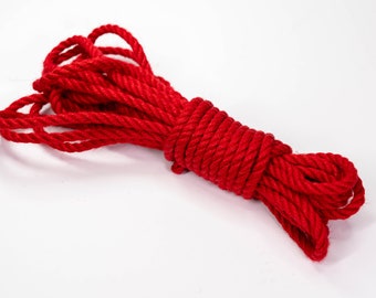 Red Jute Rope – 8 meters (≈26.25 ft), 6 mm – Premium Bondage & Shibari Rope