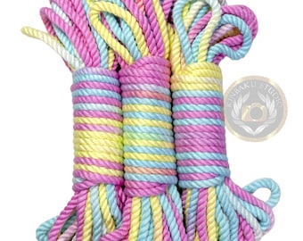 Pastel Rainbow Bamboo Silk Rope – 3-Piece Bondage Kit for Beginners (8m each)