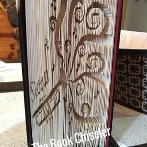 Customizable Trumpet Cut n Fold w/ Bonus Fold Pattern of Clef/Bass Heart
