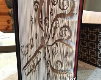 Customizable Trumpet Cut n Fold w/ Bonus Fold Pattern of Clef/Bass Heart