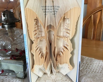 Awareness Ribbon with Butterfly Wings Cut and Fold Combi Book Pattern