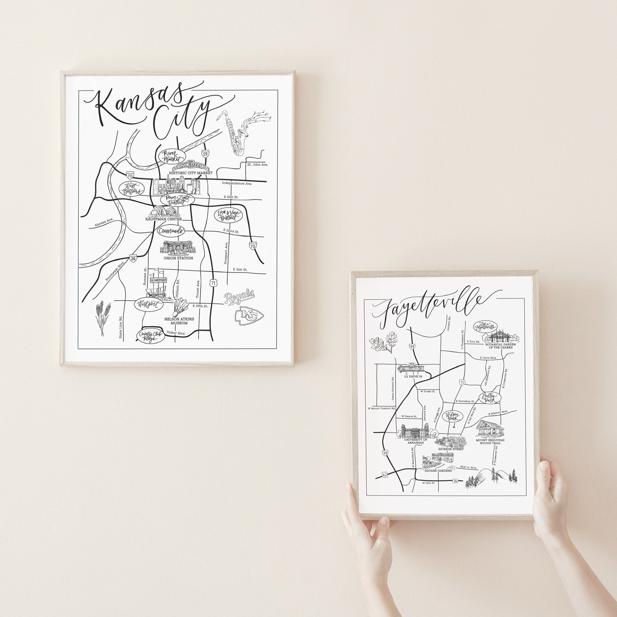 Fayetteville City Illustrated Map Print Fayetteville Map Etsy