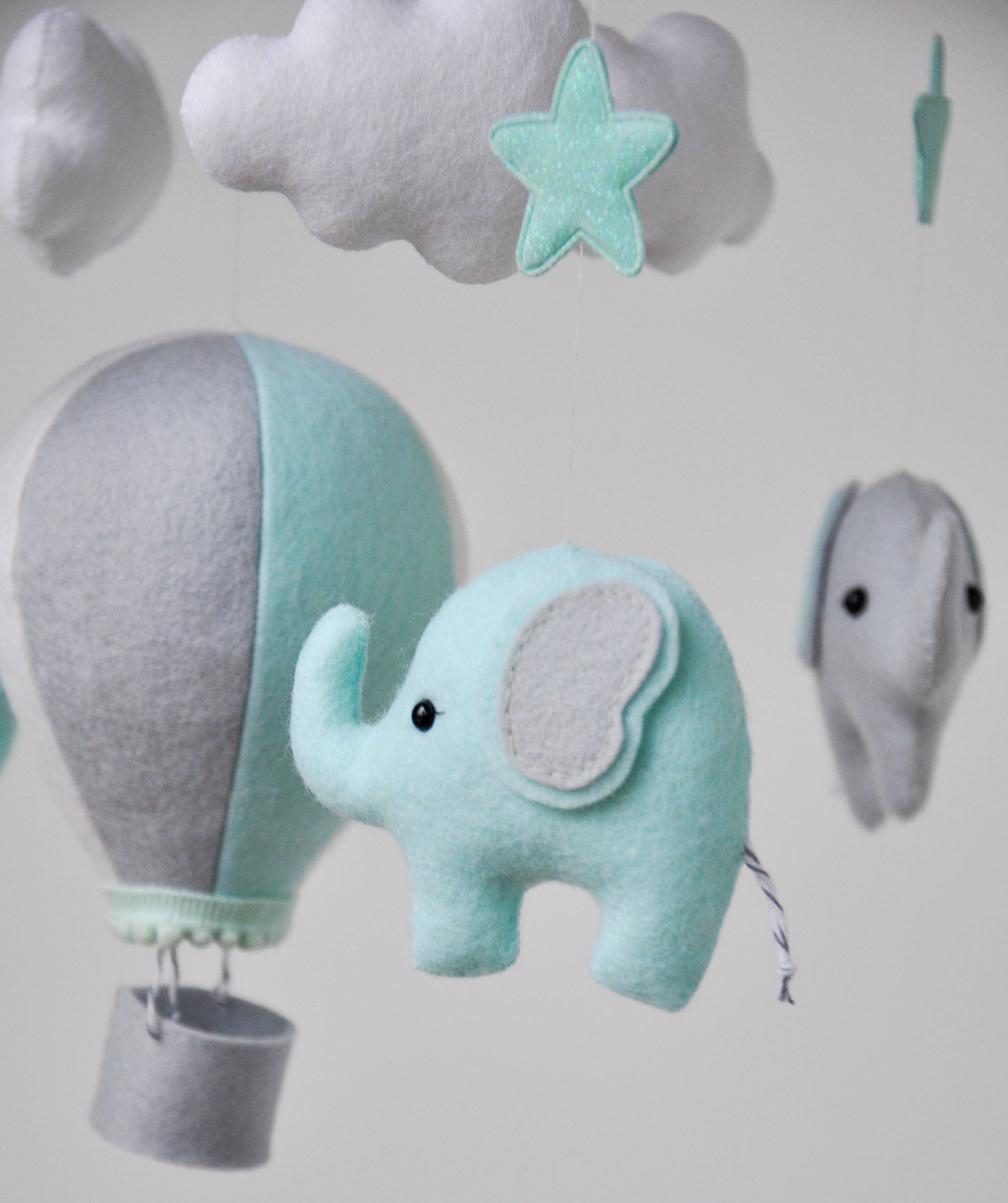 Elephant Baby Mobile Felt Baby Mobile Balloon Mobile Felt Etsy