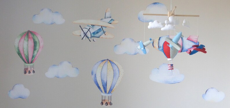 Airplane Baby Mobile Felt Baby Decoration Vintage Planes Etsy