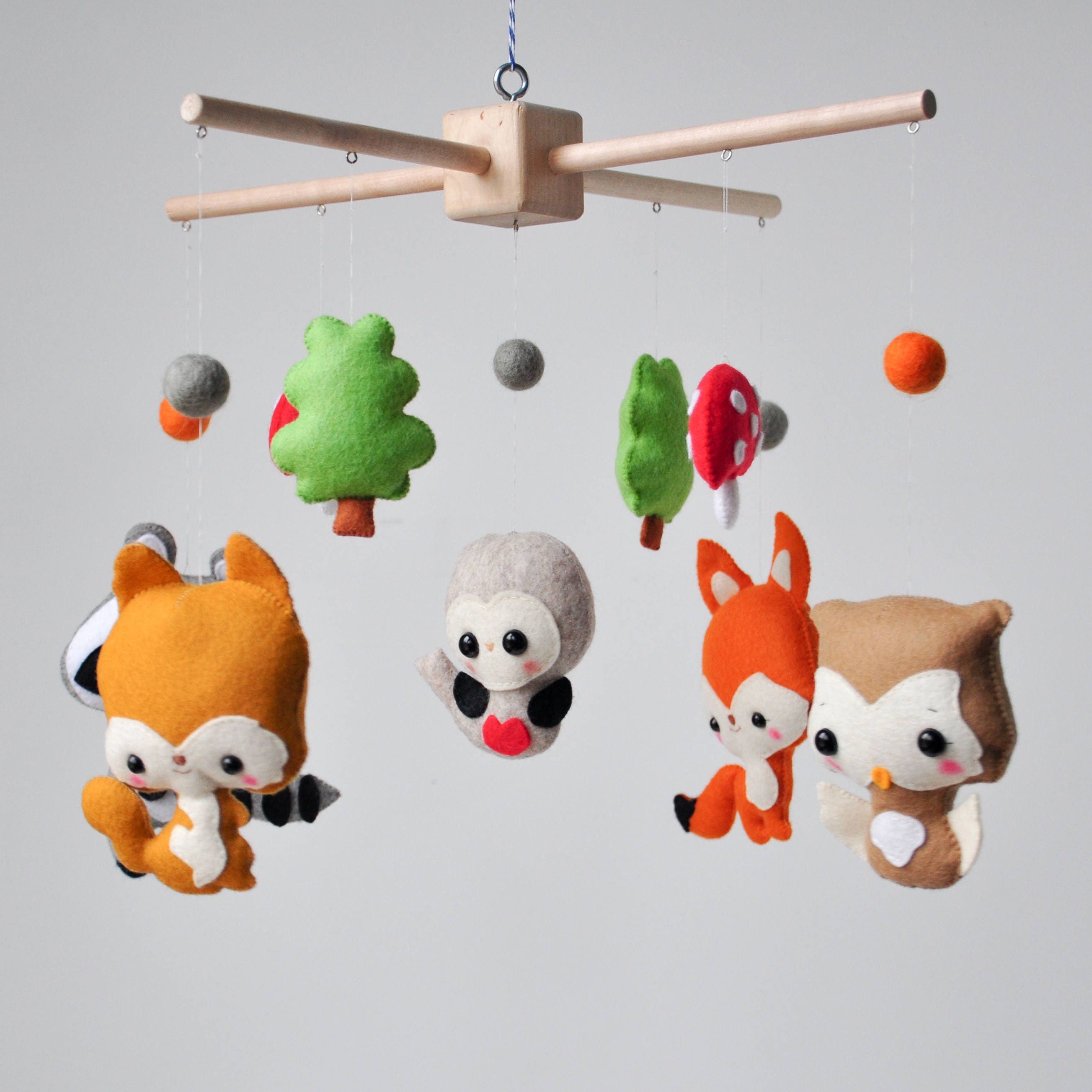 Woodland Baby Mobile Felt Baby Mobile Animals Mobile Felt Etsy