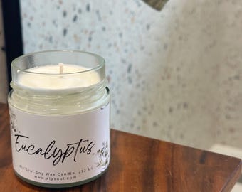 Eucalyptus Soy Candle | Handcrafted Candle | Container Candle | Eucalyptus Globulus | 8oz