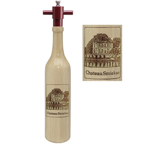 Personalized Wine Bottle Pepper Mill, Chateau Edition (Original), Natural, Made in USA