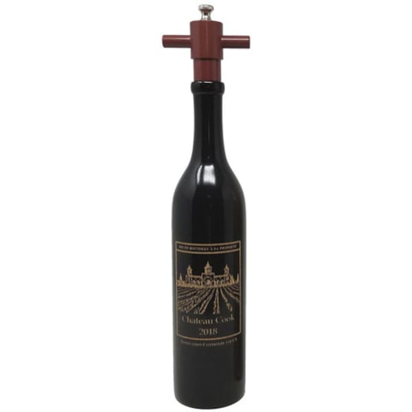 Personalized Wine Bottle Pepper Mill, Chateau Edition (New), Laser Engraved, Made in USA