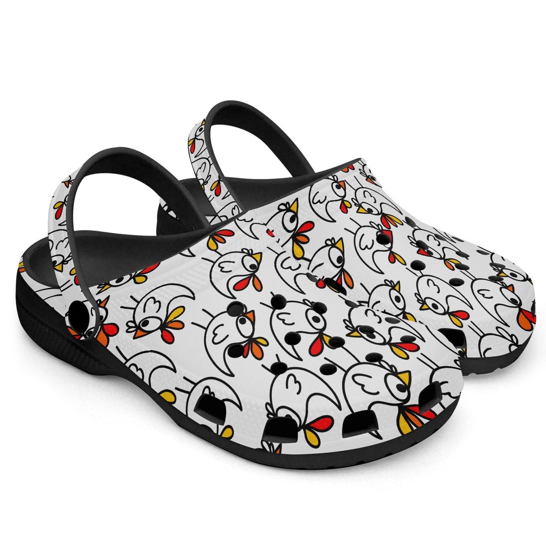 Clogs, Crazy Chicken, Funny Chicken Shoes, Chicken Coop Shoes, Slide On