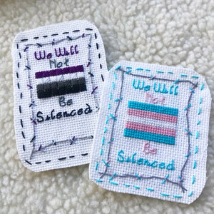 We Will Not Be Silenced Patch Queer Pride Handmade LGBT Flag Cross Stitch Patch image 4