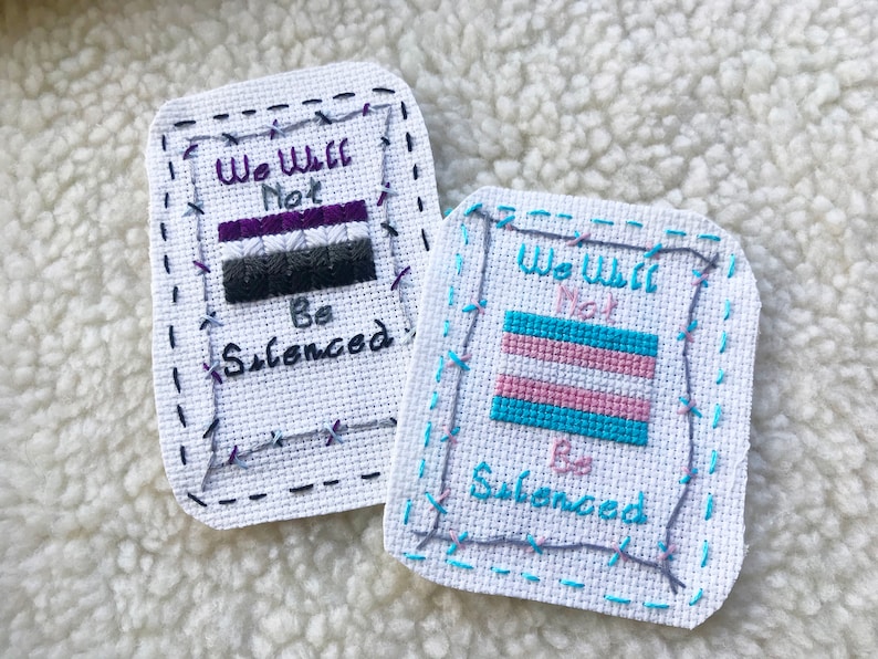 We Will Not Be Silenced Patch Queer Pride Handmade LGBT Flag Cross Stitch Patch image 4