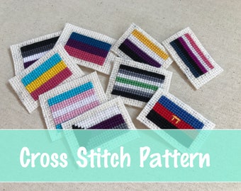 Queer Flag Cross Stitch Pattern | 11 LGBT Flag Designs