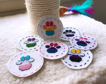 Queer Pawprint Patch | Queer Pride | LGBTQ Flag Handmade Cross Stitch Patch