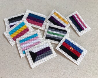 Queer Flag Patch | Handmade LGBT Flag Cross Stitch Patch