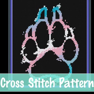 Schema punto croce Trans Pawprint / Queer Pride / Punto croce LGBT / Punto croce moderno