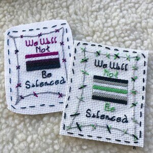 We Will Not Be Silenced Patch Queer Pride Handmade LGBT Flag Cross Stitch Patch image 3