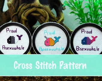 Queer Whale Cross Stitch Pattern (Asexual, Bi, Pan, Demi)