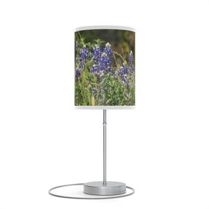 Lamp, Texas Bluebonnets, Night Light, Home Decor, Gift for Gardeners, Floral Lampshade